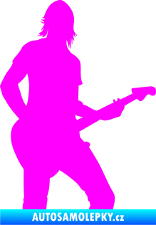 Samolepka Music 019 pravá hráč na kytaru Fluorescentní růžová