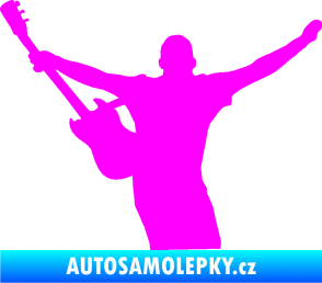 Samolepka Music 024 levá kytarista rocker Fluorescentní růžová