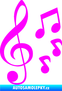 Samolepka Music noty a houslový klíč 002 Fluorescentní růžová