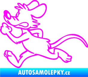Samolepka Myš 001 levá sprintuje Fluorescentní růžová