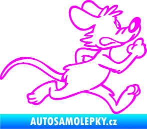 Samolepka Myš 001 pravá sprintuje Fluorescentní růžová