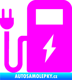 Samolepka Nabíjecí stanice 001 levá elektromobil charge Fluorescentní růžová