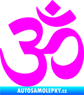 Samolepka Náboženský symbol Hinduismus Óm 001 Fluorescentní růžová