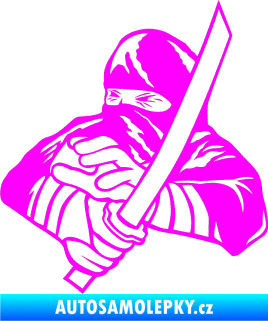 Samolepka Ninja silueta levá Fluorescentní růžová