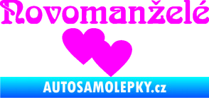 Samolepka Novomanželé 001 nápis se srdíčky Fluorescentní růžová