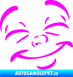 Samolepka Obličej 004 pravá šťastný Fluorescentní růžová