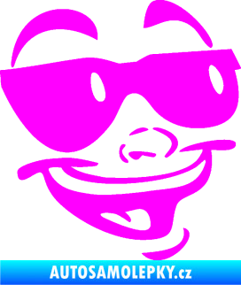 Samolepka Obličej 005 pravá veselý s brýlemi Fluorescentní růžová