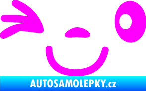 Samolepka Obličej 008 levá mrkající Fluorescentní růžová