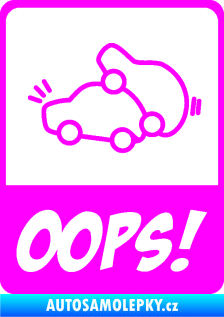 Samolepka Oops love cars 002 Fluorescentní růžová