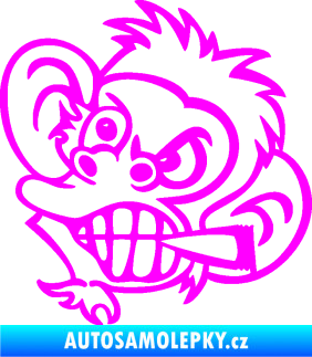 Samolepka Opičák 001 levá s cigaretou Fluorescentní růžová