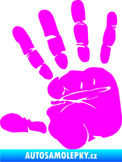 Samolepka Otisk ruky levá Fluorescentní růžová