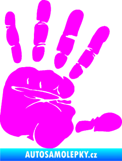 Samolepka Otisk ruky pravá Fluorescentní růžová