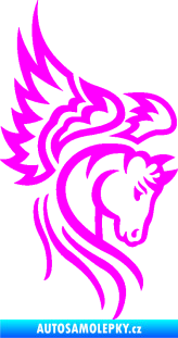 Samolepka Pegas 003 pravá okřídlený kůň hlava Fluorescentní růžová