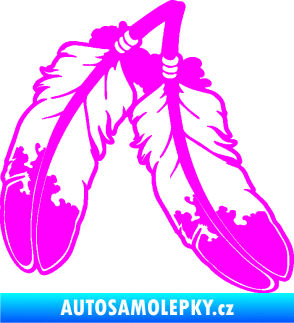 Samolepka Peříčka 003 pravá indiánský motiv Fluorescentní růžová