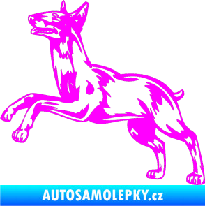 Samolepka Pes 015 levá Bulteriér Fluorescentní růžová
