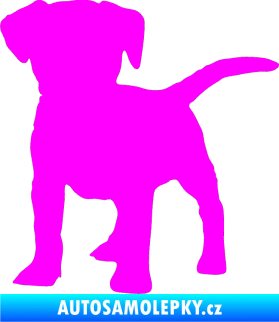 Samolepka Pes 056 levá štěně Fluorescentní růžová