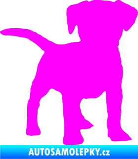 Samolepka Pes 056 pravá štěně Fluorescentní růžová
