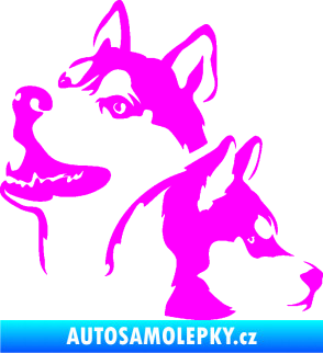 Samolepka Pes 117 levá husky Fluorescentní růžová