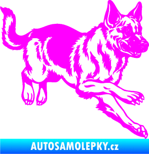 Samolepka Pes 124 pravá  německý ovčák  Fluorescentní růžová