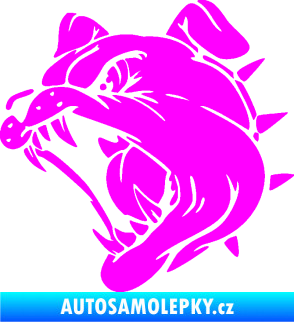 Samolepka Pes 136 levá rozzuřený buldok Fluorescentní růžová
