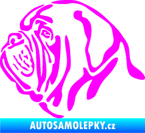 Samolepka Pes 163 levá bordeauxská doga Fluorescentní růžová