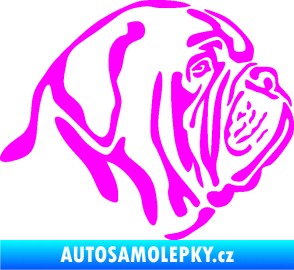 Samolepka Pes 163 pravá bordeauxská doga Fluorescentní růžová