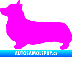 Samolepka Pes 164 levá Welsh Corgi Pembroke Fluorescentní růžová