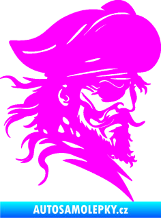 Samolepka Pirát 001 pravá s páskou přes oko Fluorescentní růžová