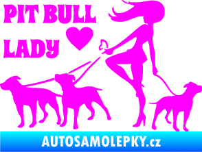 Samolepka Pit Bull lady levá Fluorescentní růžová