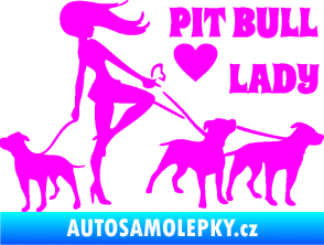 Samolepka Pit Bull lady pravá Fluorescentní růžová