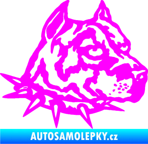 Samolepka Pitbull hlava 006 pravá Fluorescentní růžová