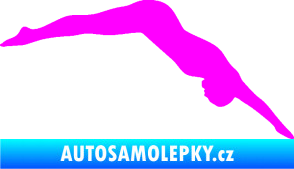 Samolepka Plavání 003  pravá skok do vody Fluorescentní růžová