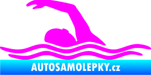 Samolepka Plavání 004 levá Fluorescentní růžová