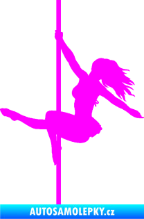 Samolepka Pole dance 001 levá tanec na tyči Fluorescentní růžová
