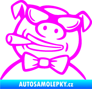 Samolepka Prase 005 levá s doutnikem Fluorescentní růžová