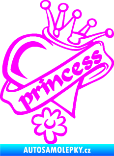Samolepka Princess nápis v srdíčku Fluorescentní růžová