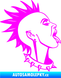 Samolepka Punk rocker lady pravá Fluorescentní růžová