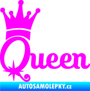 Samolepka Queen 002 s korunkou Fluorescentní růžová
