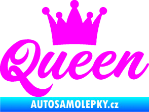 Samolepka Queen nápis s korunou Fluorescentní růžová