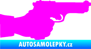 Samolepka Ruka s pistolí 001 pravá ruce vzhůru Fluorescentní růžová