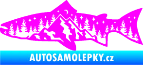 Samolepka Ryba 021 levá noční rybaření Fluorescentní růžová