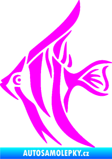 Samolepka Ryba 024  levá akvarijní skalára Fluorescentní růžová