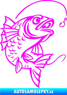 Samolepka Ryba s návnadou 005 pravá Fluorescentní růžová