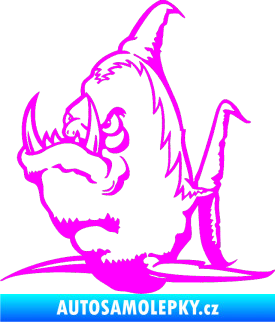 Samolepka Ryba zubatá levá piraňa Fluorescentní růžová