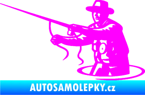 Samolepka Rybář 015 levá s udicí Fluorescentní růžová