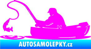 Samolepka Rybář 017 levá rybolov v lodičce Fluorescentní růžová