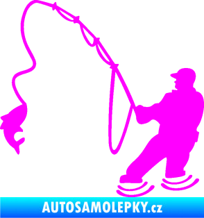 Samolepka Rybář 018 levá Fluorescentní růžová