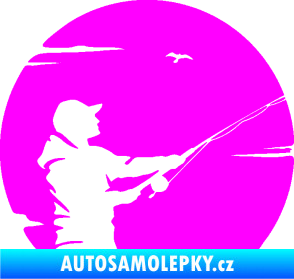 Samolepka Rybář 022 pravá Fluorescentní růžová