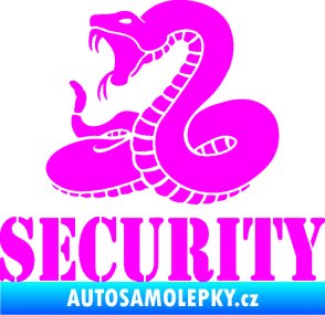 Samolepka Security hlídáno - levá had Fluorescentní růžová