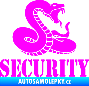 Samolepka Security hlídáno - pravá had Fluorescentní růžová
